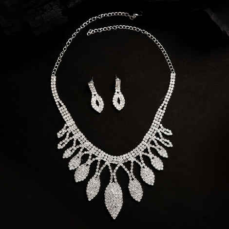 Buy SOHI Silver-Plated White Stones-Studded Designer Jewellery Set - Purplle