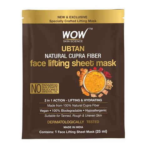 Buy WOW Skin Science Ubtan Natural Fiber Cupra Face Lifting Sheet Mask - For Tan Removal & Anti-Aging - 25ml - Purplle