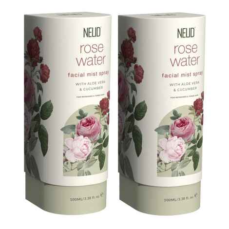 Buy NEUD Rose Water Facial Mist Spray for Refreshed and Toned Skin - 2 Packs (100 ml Each) - Purplle