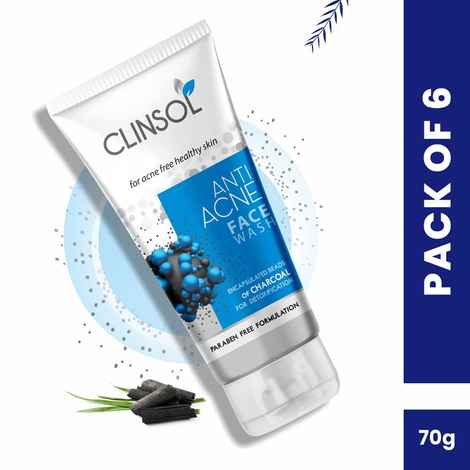 Buy Leeford Clinsol Anti Acne Charcoal Facewash Pack Of 6 - (70 Gm Each) - Purplle