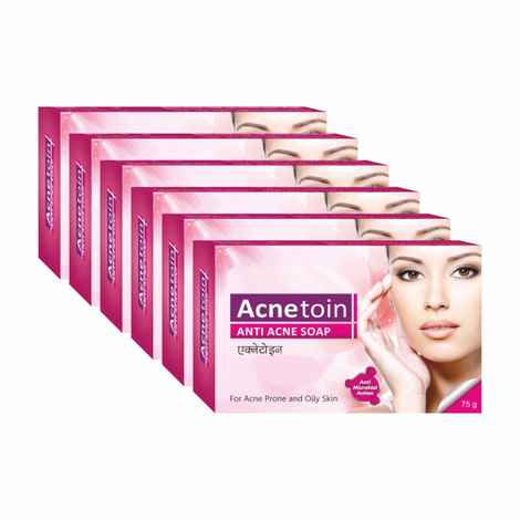 Leeford Women's Acnetoin Anti Acne Bathing Soap 75g Pack of 6 - Enriched With Tea Tree Oil & Vitamin E | Helps in Acne & Pimples