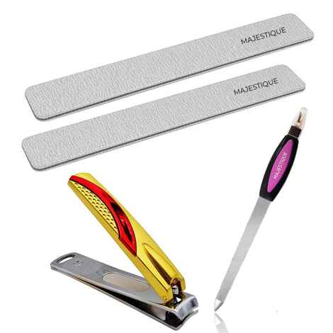 Buy Majestique Nail Care Set - Nail Filler with Nails Cutter, Double Sided Filer Big Size Nail Cutter Perfect Manicure - Color May Vary - Purplle