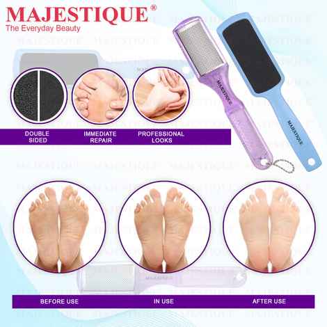 Buy Majestique Pedicure Double-Sided Foot Scrubber - Feet Scraper File Tools for Wet and Dry Feet - Color May Vary - Purplle