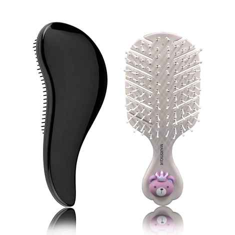 Buy Majestique 2 Pcs Mini Hair Brush - Travel Detangling Brushes - Bio-Friendly Detangling Brush - Color May Vary - Purplle