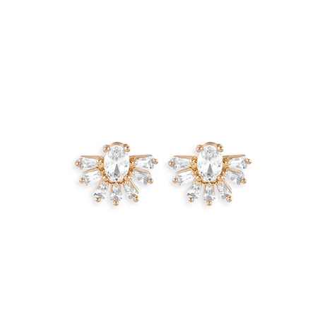 Buy Lilly & Sparkle Brass Gold Plated Cz Stone Studded Contemporary Stud Earrigns - Purplle