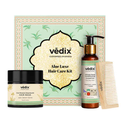 Buy Vedix Aloe Luxe Hair Care Gift Kit - Hair care combo With Shampoo + Hair Mask for Hair Growth + Neem Comb; For Women & Men; Pack Of 3 - Purplle
