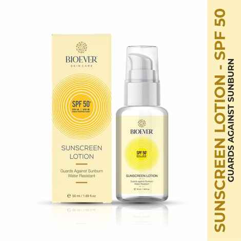 Buy Bioever Sunscreen Lotion,SPF 50+++ UV-A, UV-B High Protection, Water Resistant for All skin types 50ml - Purplle