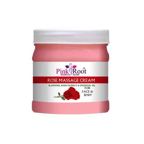 Buy Pink Root Rose Massage Face & Body Cream improves skin tone, contracts muscles to give firm skin & prevents wrinkles 500ml - Purplle