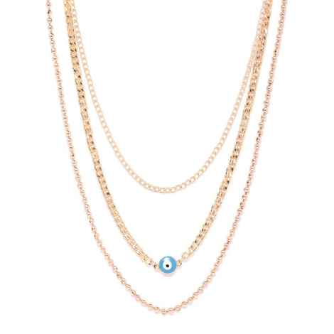 Buy Blueberry Blue Gold-Plated Evil Eye Enamelled Layered Handcrafted Necklace - Purplle