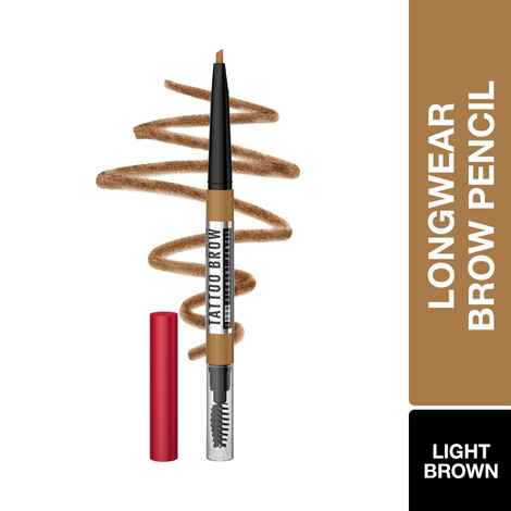 Buy Maybelline Tattoo Brow 36 Hr Brow Pencil, Light Brown, 0.25 gm | Waterproof Eyebrow Pencil with Precision Tip - Purplle