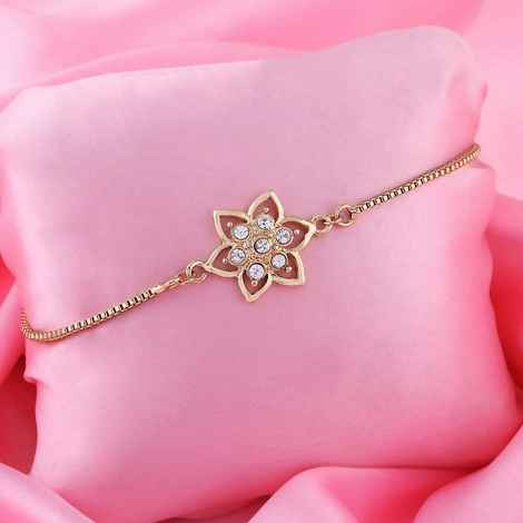 Buy Estele Gold Plated Flower Shape With Crystals Bracelet For Women - Purplle