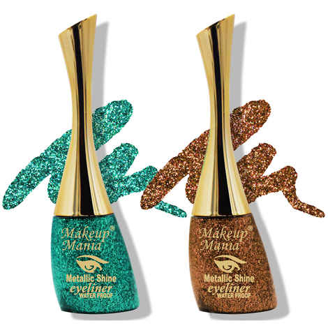 Buy Makeup Mania Metallic Shine Glitter Eyeliner, Sea Green & Copper Gold - Shade 07-08 - Purplle