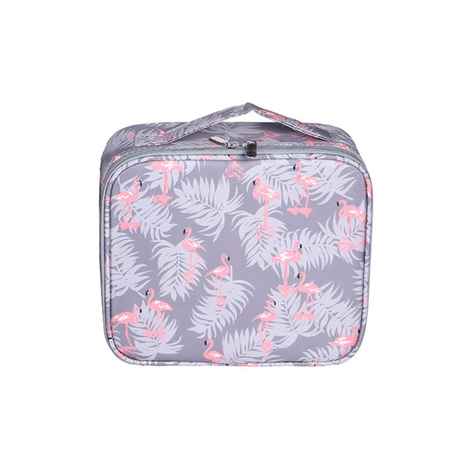 Buy House of Quirk Makeup Cosmetic Storage Case with Adjustable Compartment - Grey Flamingo_(MAKEUP_CASE_SMALL_GREY_FLAMINGO) - Purplle