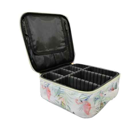 Buy House of Quirk Makeup Cosmetic Storage Case with Adjustable Compartment - White Flamingo_(MAKEUP_CASE_SMALL_WHI_FLAMINGO) - Purplle