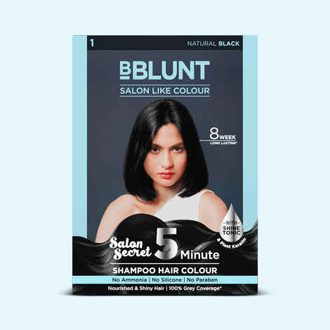 Buy BBLUNT Natural Black 5 Minute Shampoo Hair Colour for 100% Grey Coverage - 20ml X 5 - Purplle