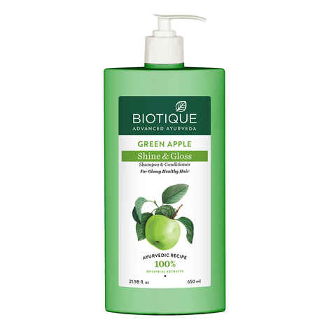 Biotique Green Apple Shine & Gloss Shampoo & Conditioner (650 ml)