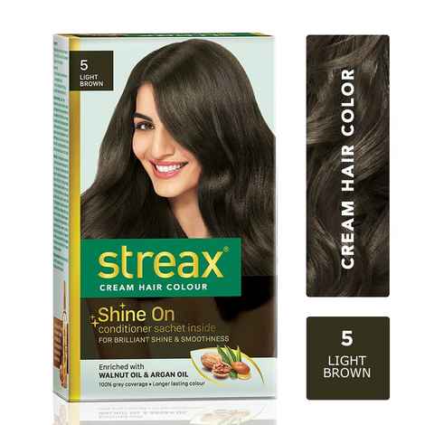 Buy Streax cream Hair colour, 100% Grey Coverage, No Ammonia, Long Lasting Permanent hair colour, Light Brown, 120 ml - Purplle