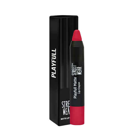 Buy STREET WEAR® Playfull Matte -OMG Red (Red) - 2.9 gms -Moisturizing Matte Finish Lipstick, Full Coverage, Non-Drying Formula, Intense Pigment, Enriched With Shea Butter, Vitamin C, Vitamin E, Longwear Moisturizing Crayon Lipstick - Purplle