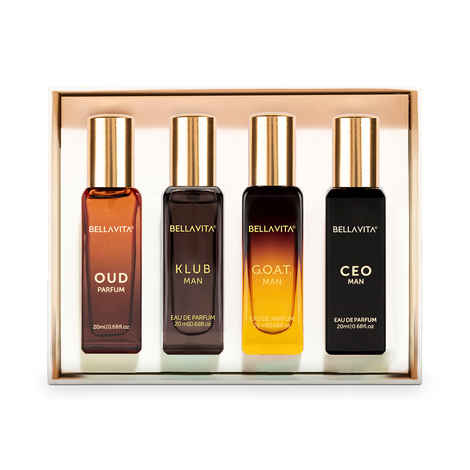 Buy Bella Vita Luxury Long Lasting Men Perfume Gift Set (80 ml) | bella vita perfume gift set for men | 4 x 20 ml | Woody Citrusy Oud Premium Fragrance Scent | KLUB OUD CEO G.O.A.T - Purplle