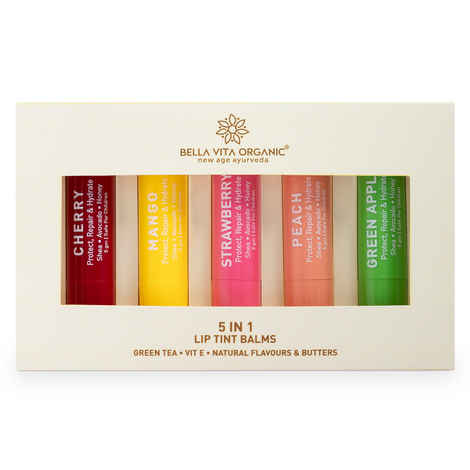 Buy Bella Vita Organic 5 in 1 Lip Tint Balms with Green Tea, Vitamin E and Natural Flavours & Butters 25 gm - Purplle