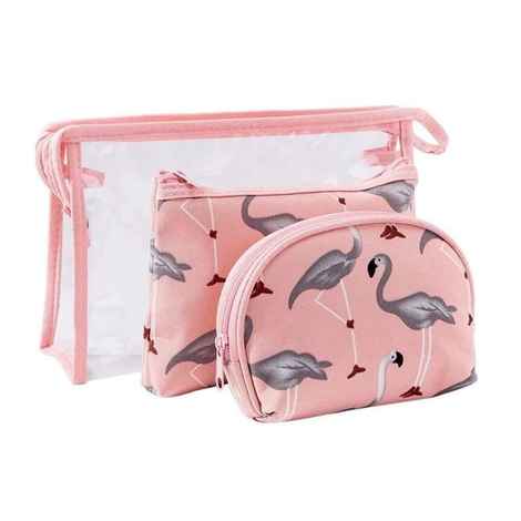 Buy House of Quirk Flamingo Makeup Bag Set for Women Portable 3 Different Sizes Toiletry Bag for Travel Daily Use for Women Girl (Flamingo Dark Blue, Set of 3)_(SET3_FLAMINGO_PO_PIN) - Purplle