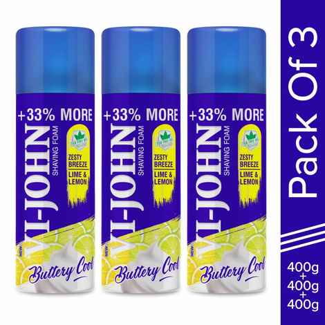 Buy VI-JOHN Shaving Foam Zesty Breeze Lemon Lime Shaving Foam for Men 400g Each (Pack of 3) - Purplle