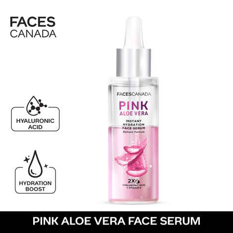 Buy FACES CANADA Pink Aloe Vera Instant Hydration Face Serum, 27ml | Hyaluronic Acid & Vitamin E | Biphasic Formula For All Skin Types | Lightweight, Skin Tightening For Bright, Radiant Skin - Purplle