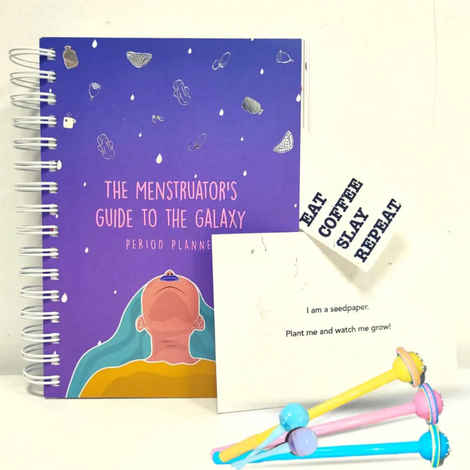 Buy Lemme Be Period Planner Undated Daily Planner Notebook Habit Tracker | Sticker Book And Journal Planner Diary | Planner Organizer For Women - Purplle