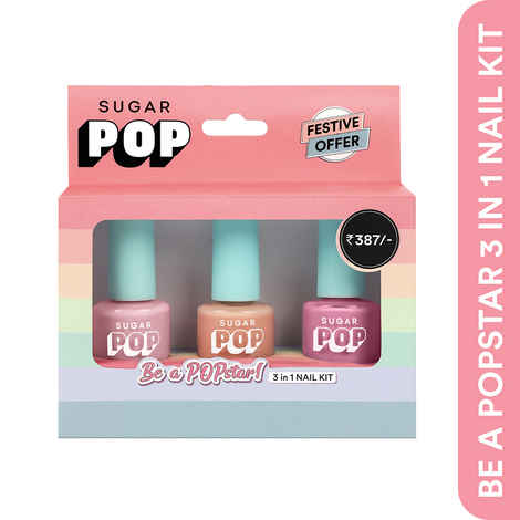 Buy SUGAR POP "Be a POPstar!" 3 in 1 Nail Kit l 02 Bubblegum Dreams, 19 Baked Bae &16 Lavender Lit l Quick drying & Long-lasting l Nail Polish Gift Set for Women - Purplle