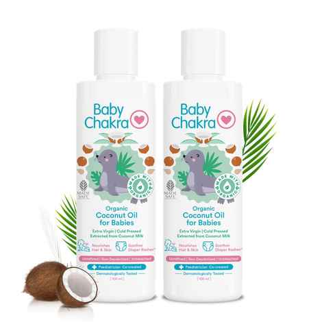 Buy BabyChakra Extra Virgin Cold Pressed Organic Coconut Oil For Babies | Nourishes Hair & Skin | Soothes Diapers Rashes| Unrefined Non Deodorised & Unbleached (100ml) x 2 - Purplle