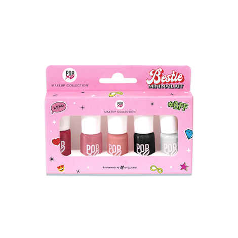 Buy MyGlamm POPXO MINI NAIL KIT - BESTIE-Pretty Peach, Old S-cool, Cherry-ish You, Midnight Bae, Buddy Forever (15 ml) - Purplle