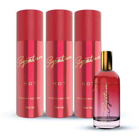 Buy Signature HOT Deodorant Body Spray - 200 ml| For Men & Women| Powerful & Flamboyant|Long Lasting Scent |Fights body odour|Skin Friendly Deo|Everyday Use|Pack of 3 | Free 30ml Perfume - Purplle