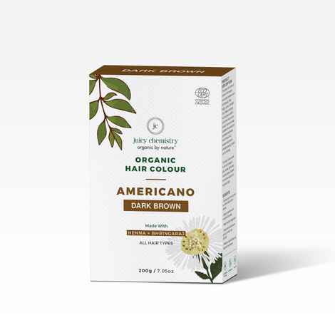 Buy Juicy Chemistry Natural Organic Hair Colour in Americano (Dark Brown) 200 gms - Made with Henna, Indigo & Black Tea - Purplle