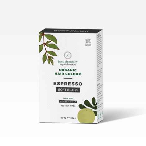 Buy Juicy Chemistry Natural Organic Hair Colour in Espresso (Soft Black) 200 gms - Made with Henna, Indigo & Black Tea - Purplle