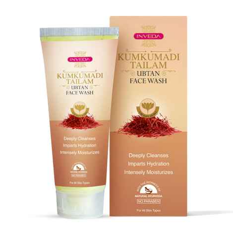 Buy Inveda Kumkumadi Tailam Ubtan Facewash for Dryness, Dead Skin, Spots Made with Goodness of Saffron & Walnut, Giving Spotless and Clear Face,100ml - Purplle