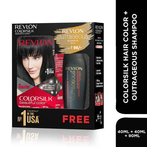Buy Revlon ColorSilk Hair Color with Keratin - 1N Black - (with Outrageous Shampoo 90 ml) - Purplle