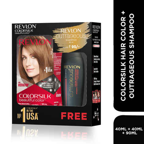 Buy Revlon ColorSilk Hair Color with Keratin - 5G Light Golden Brown - (with Outrageous Shampoo 90 ml) - Purplle