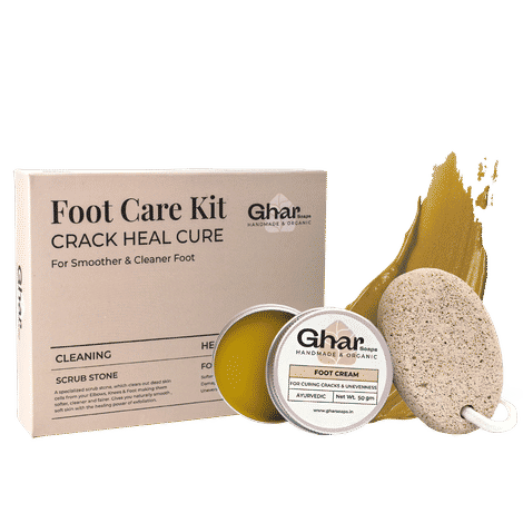 Ghar Soaps Foot Cream kit For Cracked Heels With Scrub Stone For Women & Men (50 Gm)