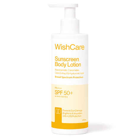 Buy WishCare Sunscreen Body Lotion SPF50 PA+++|In-Vivo Tested|Dermat Approved UVA & UVB Protection|Long Lasting & Deep Hydration with No White Cast|Prevents Tanning|For Men & Women|200 ml - Purplle