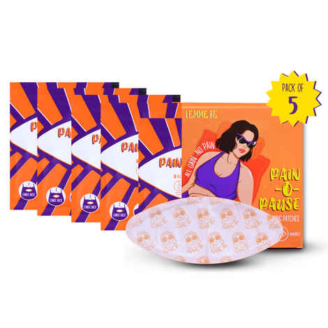 Lemme Be Pain-o-Pause Cramp Comfort Heat Patches - Pack of 5 | 3 in 1 Pain Relief Heating Patches For Periods, Shoulders, And Back Pain | 100% Natural Ingredients And PETA Certified Cruelty Free| 8 Hours Of Comfort