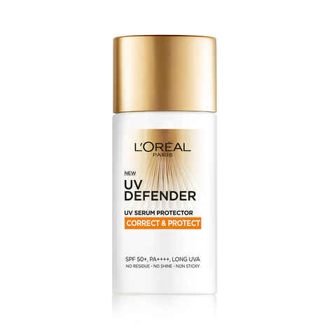 Buy L'Oreal Paris UV Defender Serum Protector Sunscreen SPF 50+, Correct & Protect (50 ml) - Purplle