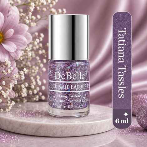 Buy DeBelle Gel Nail Lacquer Tatiana Tassles (Clear Light Purple with Chunky Glitter ) - (6 ml) - Purplle