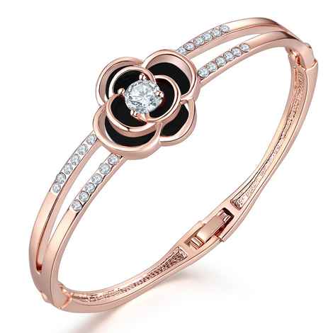 Buy Jewels Galaxy Black 18K Rose Gold-Plated Handcrafted Bangle-Style Bracelet SMNJG-BNG-3106 - Purplle