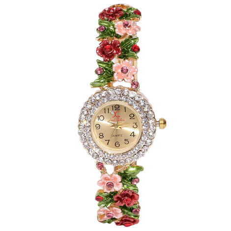 Jewels Galaxy Multicoloured Gold-Plated Studded Handcrafted Bracelet cum Watch SMNJG-WTC-9025