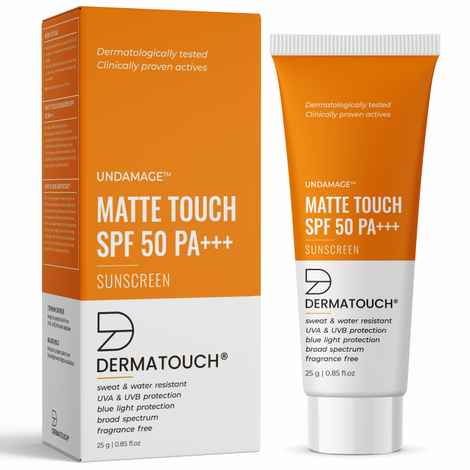 Buy DERMATOUCH Matte Touch Sunscreen SPF 50 PA +++ with Titanium Dioxide & BlueShield | Sweat & Water Resistance | UVA & UVB Protection | Blue Light Protection | For Men & Women - 25G - Purplle