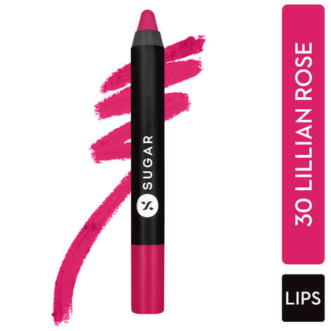 Buy SUGAR Cosmetics Matte as Hell Crayon Lipsticks for Women | Lasts Up To 8+ Hours | Lip Crayon with Sharpener | 2.8gm - 30 Lillian Rose - Purplle