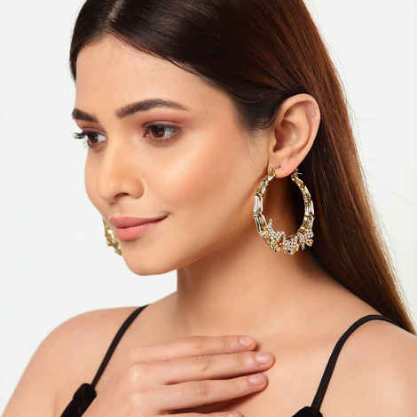 Buy Ferosh Butterfly Bamboo Hoop Earrings - Purplle