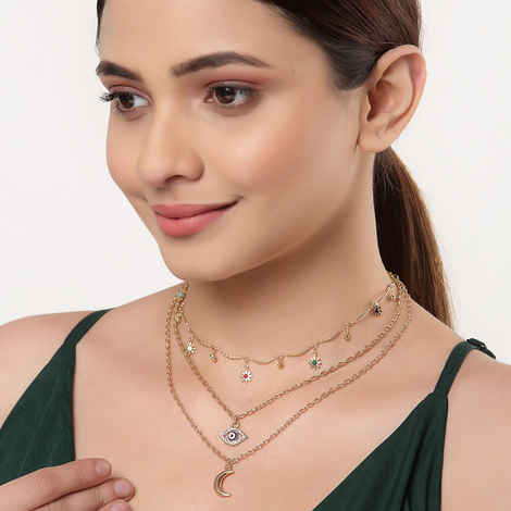 Buy Ferosh Selene Evil Eye Layered Necklace - Purplle
