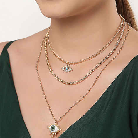 Buy Ferosh Miscellaneous Layered 3D Evil Eye Necklace - Purplle