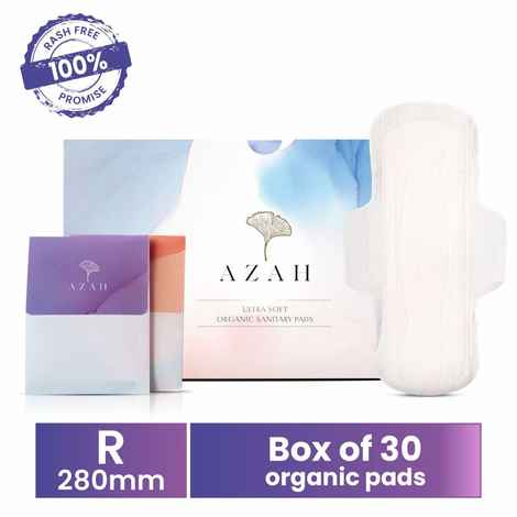 Buy Azah Rash-Free Organic Sanitary Pads (Box of 30 Pads : All Regular - with Disposable bags) - Purplle